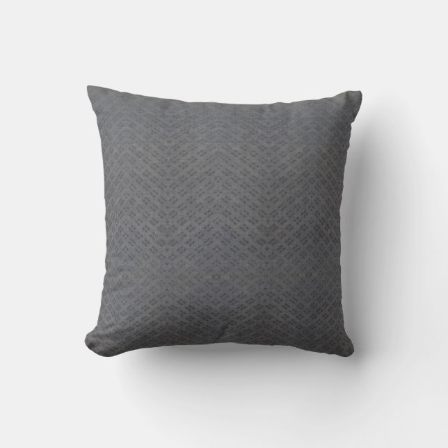 Vintage Blue Gray Herringbone Throw Pillow (Front)