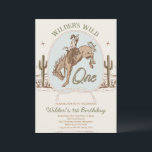 Vintage Blue Green Buckaroo Western 1st Birthday Invitation<br><div class="desc">Vintage Blue Green Buckaroo Western 1st Birthday Invitation Boy's buckaroo or western themed first birthday invitation featuring a desert landscape with cactus, cowboy and horse on a light blue background. This wild one buckaroo boy's 1st birthday invitation also features a rope like text heading and is ideal for a western...</div>