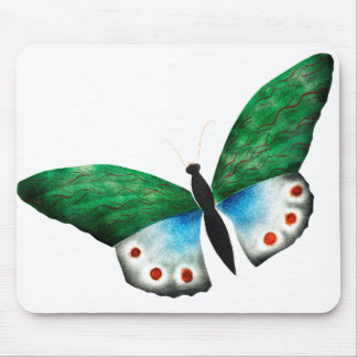 Vintage Blue Green Butterfly Illustration Mouse Pad