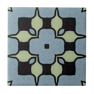 Vintage Blue Green Geometric Art Tile