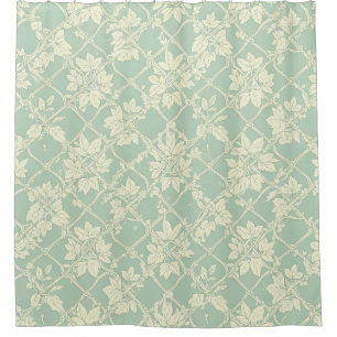 Vintage Blue-Green Trellis with Botanical Vine