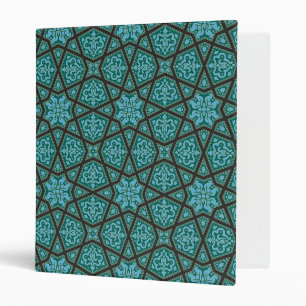 Vintage Blue Grey Arabic Egypt Geometric Pattern 3 Binder