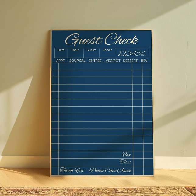 Vintage Blue Guest Check Poster (Creator Uploaded)