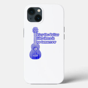 Vintage blue guitar with inspirational words iPhone 13 case