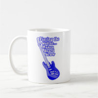 Vintage blue guitar with motivational words