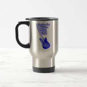 Vintage blue guitar with motivational words travel mug