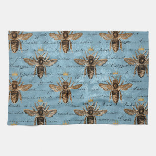Vintage Blue Honey Bee Kitchen Towel