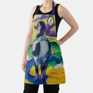 Vintage Blue Horse Antique Frame Monogram Name Apron