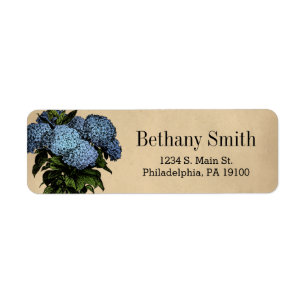 Vintage Blue Hydrangea Botanical Floral