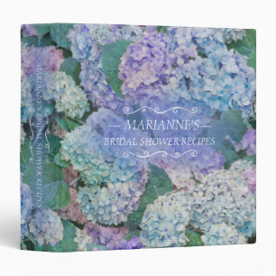 Vintage Blue Hydrangea Floral Bridal Shower Recipe Binder
