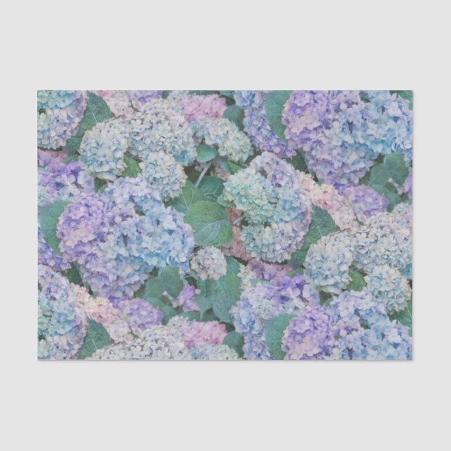 Vintage Blue Hydrangea Floral Decoupage Tissue Paper (Front)