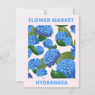 Vintage Blue Hydrangea Flower Market  Card
