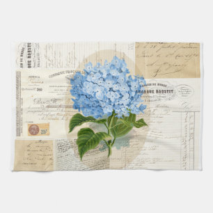Vintage Blue Hydrangea French Ephemera Towel