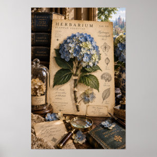 Vintage Blue Hydrangea Naturalist Study Wall Art
