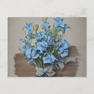 Vintage Blue Iris Bouquet Postcard
