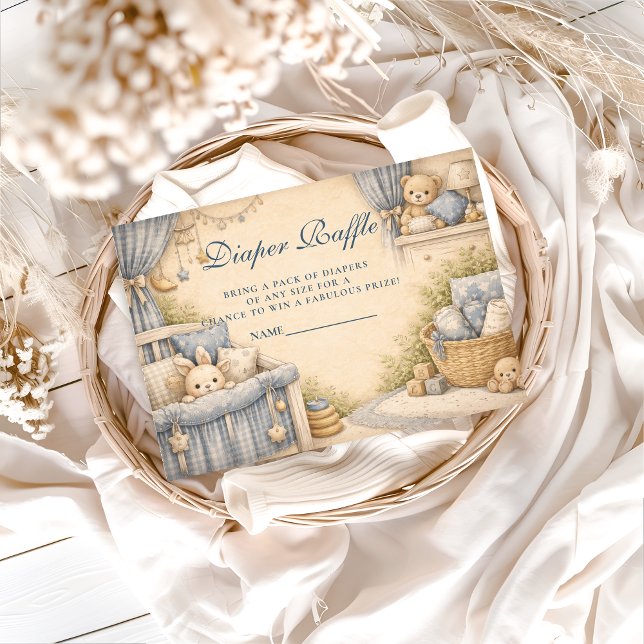 Vintage Blue Jeans Nursery Diapper Raffle Enclosure Card (Creator Uploaded)