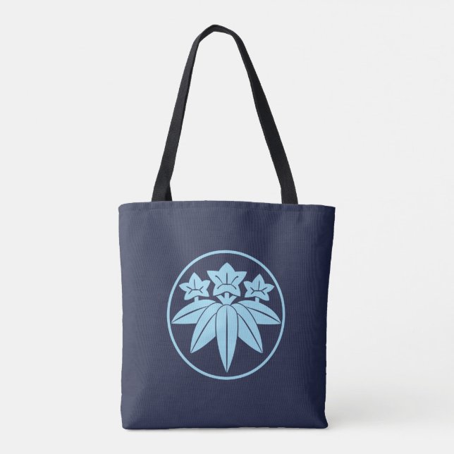 Vintage Blue Kamakura Minamoto Japan Mon Oriental Tote Bag (Back)