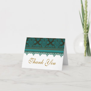Vintage blue lace brocade thank you card