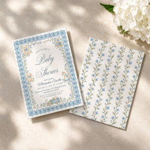 Vintage Blue Lace Teddy Bear Boy Baby Shower