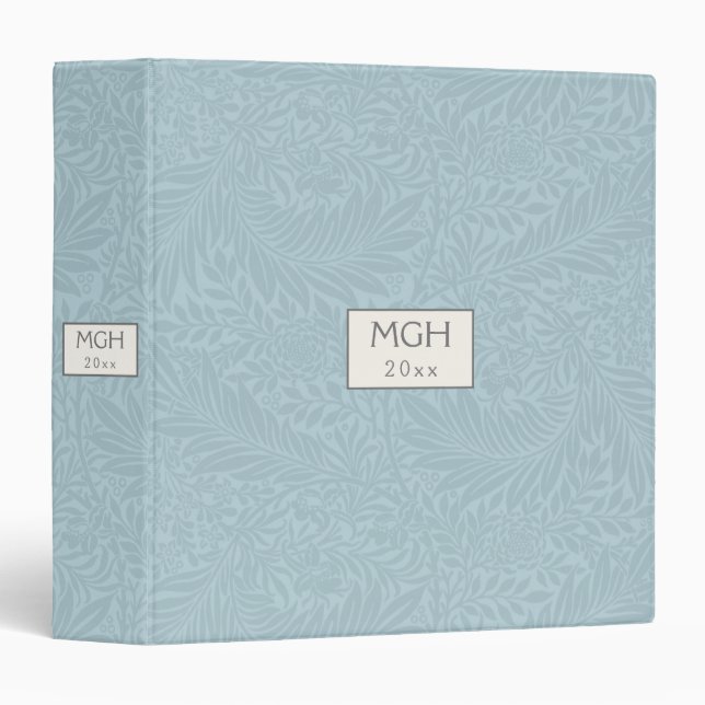 Vintage Blue Larkspur Flower Pattern Monogram Binder (Front/Spine)