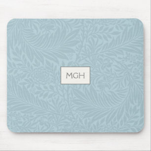 Vintage Blue Larkspur Flower Pattern Monogram Mouse Pad