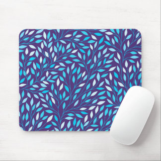 Vintage Blue Leaves Mouse Pad