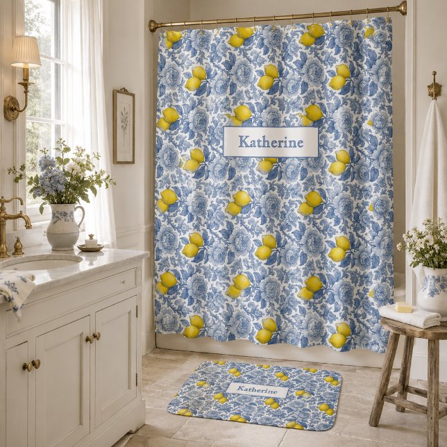 Vintage Blue Lemon Botanical Pattern Name (Creator Uploaded)