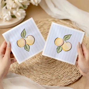 Vintage Blue Lemon Citrus Baby Shower Napkin