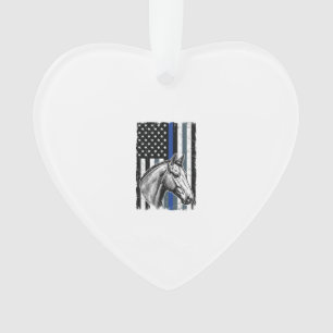 Vintage Blue Line Horse Flag Vector Design Ornament