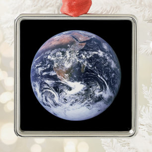 Vintage Blue Marble Earth Photo Metal Ornament