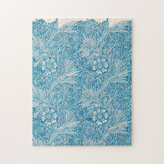 Vintage Blue Marigold Ornament Illustration Jigsaw Puzzle