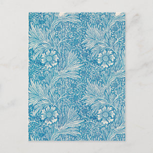 Vintage Blue Marigold Ornament Illustration Postcard