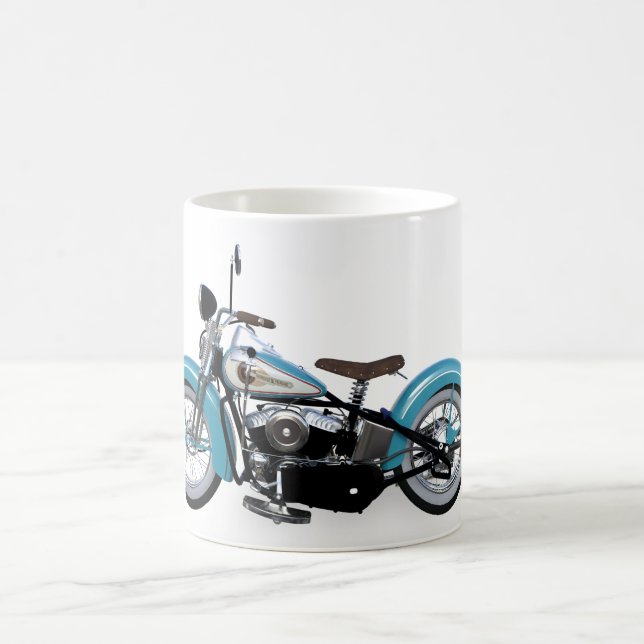 Vintage Blue Motorcycle Coffee Mug (Center)