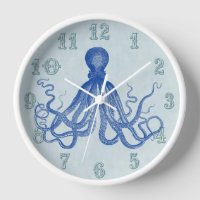 Vintage Blue Octopus Nautical Beach House