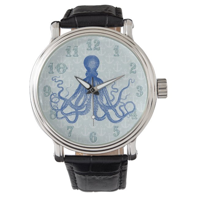 Vintage Blue Octopus with Anchors Watch (Front)