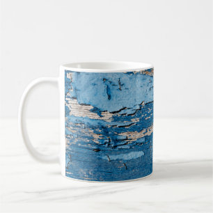 Vintage Blue: Old Wooden Texture Coffee Mug