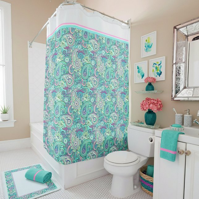 Vintage blue paisley Shower Curtain (Creator Uploaded)