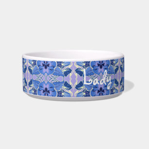 Vintage Blue Pansy Personalized  Bowl