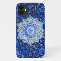 Vintage Blue Pattern With Floral Mandala