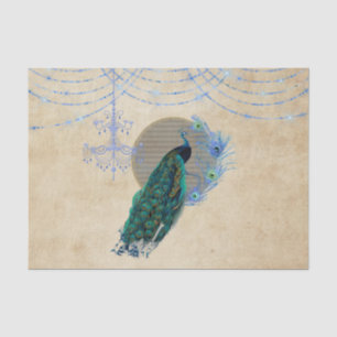 Vintage Blue Peacock Feathers Chandelier Tissue Paper