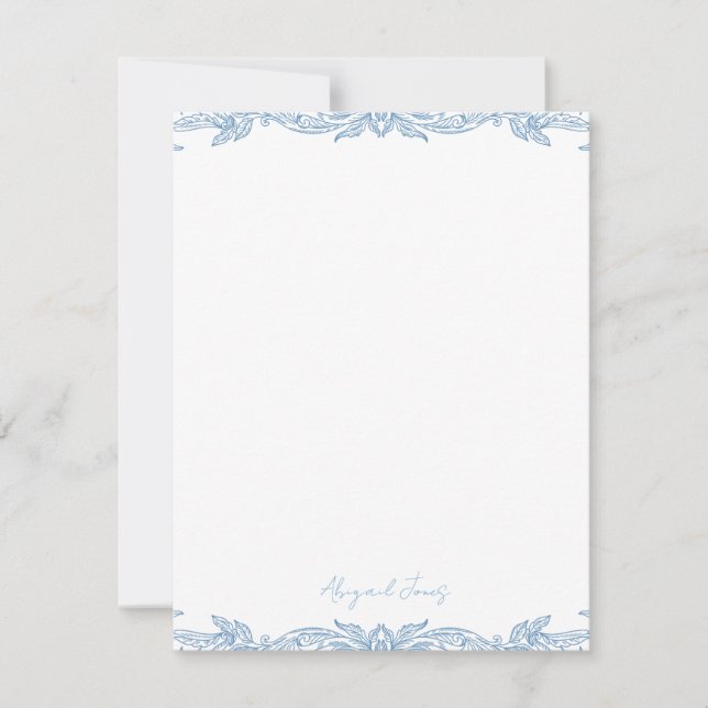 Vintage Blue Personalized Script Name Card (Front)