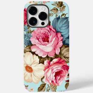 Vintage Blue Pink Floral Garden Case-Mate iPhone 14 Pro Max Case