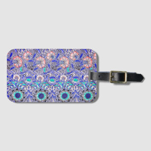 Vintage Blue pink William Morris's Corncockle Luggage Tag