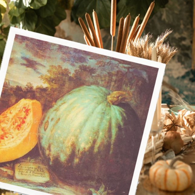 Vintage blue pumpkin heirloom fall painting napkin (Creator Uploaded)