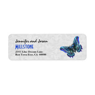 Vintage Blue Purple Butterfly Modern Lettering
