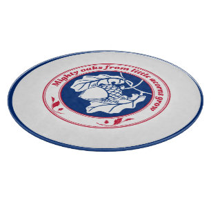 Vintage Blue Red Proverb Oak Acorn Leaves Cutting Board
