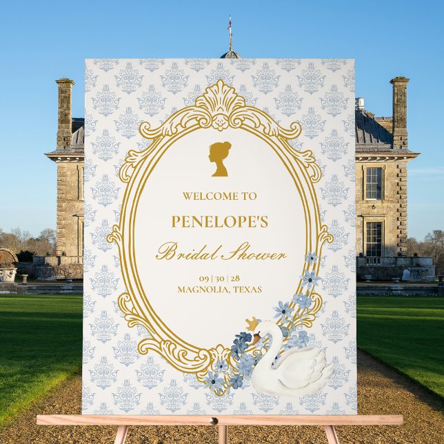 Vintage Blue Régence Camée Baby Shower (Créateur téléchargé)