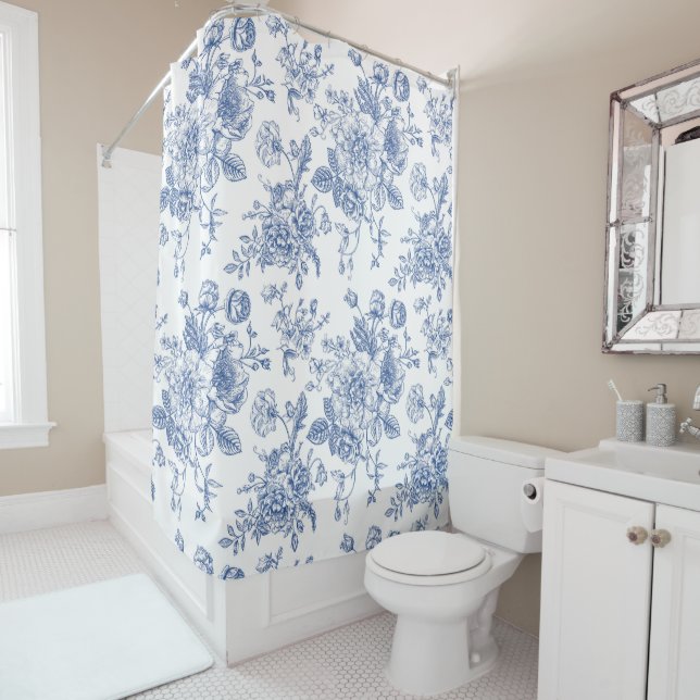 Vintage Blue Rose Floral Pattern (In Situ)