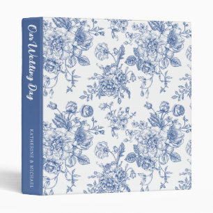 Vintage Blue Rose Floral Pattern Binder