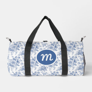 Vintage Blue Rose Floral Pattern Duffle Bag